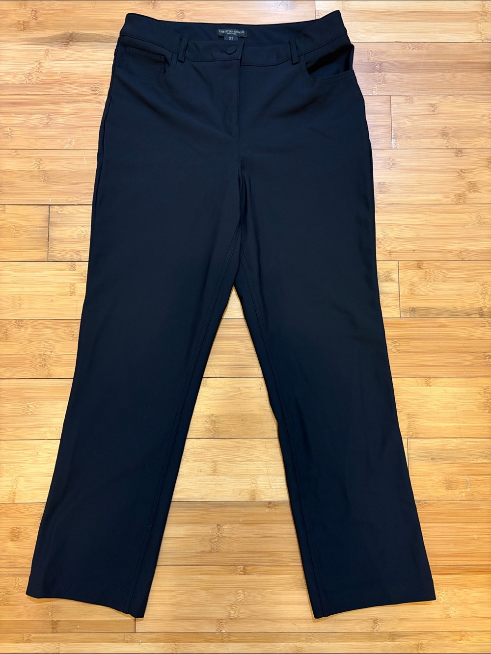 Christian Siriano Black Straight-Leg Trousers Formal Work Office Pants